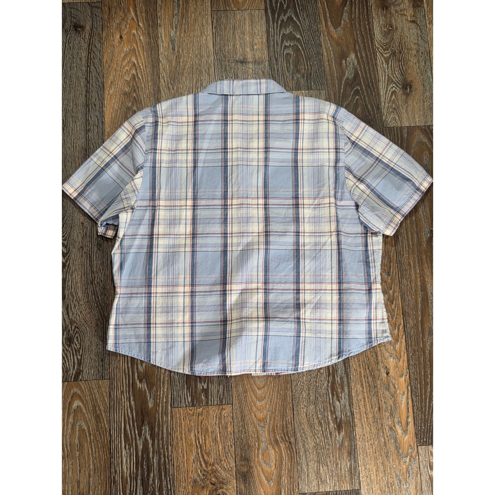 Pendleton Originals Mens XL Blue White Plaid Cotton Short Sleeve Button Down - Picture 3 of 3